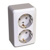Фотография розетка 2-мест.открыт.установка с зазем.контакт.pa16-007в schneider electric этюд бел.