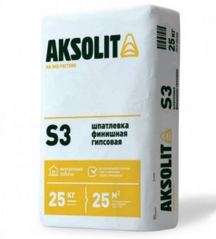 Шпатлевка финишная гипсовая Aksolit S3 /25кг,под.49 шт фотография