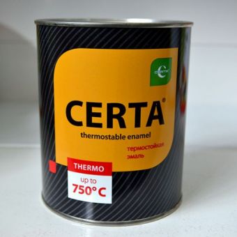 Фотография эмаль термостойкая "церта" 650 градусов, черная 0,8 кг.