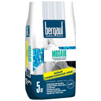 Клей для мозаики и прозрачной плитки Bergauf Mosaik 5кг белый фотография