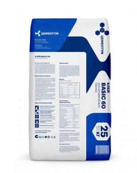 Клей для плитки ЦЕМЕНТУМ BASIC 60 C0T (Holcim) 25кг/под.56 фотография