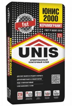 Клей для плитки UNIS 2000 25 кг фотография