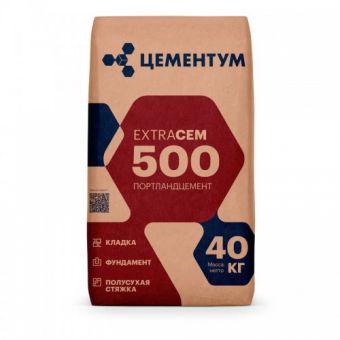 Цемент ExtraCEM 500 42,5Н 40кг/под.35/1,4т(Вольск)  фотография